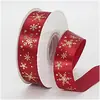Fita de poliéster personalizada com folha de ouro para o Natal, 25 mm, rolo pequeno, para decoração natalina, embalagens de caixas de presente e acessórios de fita.