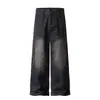 Calça Jeans Lavada com Bigodes Estilo Retrô Americano para Homens e Mulheres, Nova, Solta, Casual, Emagrecedora, Tendência, Cintura Alta, Reta, Perna Larga