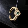 Aogu Suministro Transfronterizo Anillo Abierto Geométrico Retro con Forma de Gota de Agua para Mujer Cobre Chapado en Oro de 18K Joyería de Circonias Nuevo