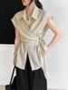 Al final del tono pequeña camisa coreana de lyocell temperamento con tiras en la cintura camisa para mujer de oficina ajustada top 6089