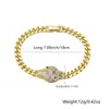 Pulsera de Leopardo con Circonita Hip-hop Transfronteriza ins Venta Caliente Europea y Americana Lujo Ligero Estilo Retro para Hombre Pulsera de Broche Wholesale