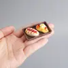 Mini prato pequeno prato de Rattan bandeja de prato casa de brincar simulação brinquedo comida brincar casa de boneca louça modelo pequenos acessórios