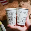 Taza de Papel Desechable con Cara Sonriente de Dibujos Animados Grado Alimenticio Engrosada para el Hogar 350ml Taza Grande para Café Té de Leche Taza para Bebidas Calientes y Frías