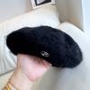 Boina de mezcla de lana de conejo de angora zg japonesa para niños, otoño e invierno, gorro de nube de mezcla de lana, gorro de pintor simple