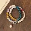 Pulseras Apilables de Estilo Étnico, Pulseras de Perlas de Cerámica de Jingdezhen, Joyería de Nicho de Doble Capa, Tejido a Mano, Artístico y Retro