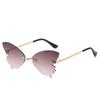 Gafas de sol transfronterizas sin marco, con borde cortado, modernas, con degradado de mariposa, populares en Internet, del mismo estilo, para fiestas.