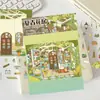 4 Peças/Conjunto de Adesivos Paisagem de Casa com Flores Vintage, Novo Estilo, Fresco e Simples, Sem Corte DIY Divertido Adesivos 3D Miniatura Atacado