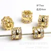Cuentas de Transferencia Doradas que Conservan el Color, Agujero Grande, Microincrustadas, Cintura Delgada, Serie Pan, Colgante de Cobre Incrustado con Diamantes, Versátil, Nuevos Accesorios para Joyería DIY