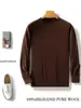 Suéter de Lana 100% para Hombre Cuello Redondo Otoño e Invierno Casual de Negocios Punto de Alta Calidad Peinado Anti-Arrugas Ajuste Delgado para Hombre