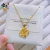 Collar para Mujer con Colgante de Nudo Chino Chapado en Cobre, con un Diseño Similar a los Vendidos en Joyerías de Oro, Presentando un Trébol de Cuatro Hojas de la Suerte