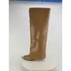 2025 Estilo Nuevo de Exportación Europea y Americana Punta Fina Tacón de Aguja Hebilla Metálica de Pin Botas para Falda Larga de Una Sola Pierna Talla Grande Botas para Mujer