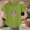Camiseta de manga corta de estilo chino nuevo para mujer, ajuste entallado, cuello redondo, top irregular para comercio exterior transfronterizo, verano 2024