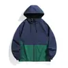 En Stock Chaqueta Cortavientos con Capucha de Bloques de Color para Hombre, Holgada, Hombro Caído, Tallas Grandes, Primavera Otoño, Exterior Casual