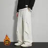 Pantalones de seda helada de marca de moda de alta calle americana para hombres y mujeres, otoño finos frescos elásticos fluidos holgados rectos casuales