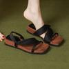 Sandalias de Suela Gruesa para Mujer 2026 Nuevo Estilo Punta Cuadrada Súper Elegantes Cómodas de Tacón Bajo con una Sola Tira para Combinar con Faldas
