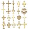 20 Colgante de Cruz de Oro Kc Accesorios, Patrón Calado Moderno y Sencillo DIY Colgante para Collar Accesorios de Joyería