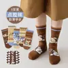 Meias Antiderrapantes Infantis de Desenho Animado Outono/Inverno Novo Estilo Meias para Chão de Casa 5 Pares Fofas Meias Bebê Sem Costura Meio da Panturrilha