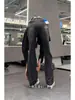 Jeans de Hombre con Patrón de Rayos y Bigotes de Gato Azul Retro Primavera y Otoño Estilo High Street Americano Pantalones de Corte Limpio Ligeramente Acampanados