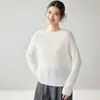 Suéter Cárdigan de Punto Suave Holgado de Manga Larga con un Hombro para Mujer, Hilo Herbalife 25% Seda de Morera 75% Cachemira