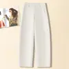 Pantalones rectos de tiro alto hechos a medida para mujer, nuevo estilo de verano 2026, pantalones casuales de pierna ancha acortados curvos adelgazantes