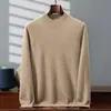 Suéter 100% caxemira pura para homens, gola semi-alta dupla camada, novo suéter de malha quente outono e inverno 2026, camiseta de base