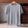 Suéter Masculino de Cashmere 100% Puro, Gola Redonda, Manga Curta, Macio e Aconchegante, Camisa Básica Tricotada Fashion e Simples