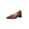 Sapatos de trabalho versáteis de salto médio de alta qualidade 2026 Outono salto grosso bico quadrado pequeno couro genuíno completo sapatos baixos de comutador para mulheres