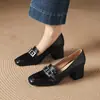 Zapatos de Tacón Alto Estilo Nuevo 2026 Tacón Cuadrado de 5.5 cm Boca Baja Elegantes Versátiles para Viajar Zapatos de Tacón Grueso Talla Grande Zapatos de Mujer Talla 40