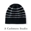 Cómodo gorro de punto de cachemira a rayas para mujer, nuevo estilo otoño/invierno, cálido gorro tejido para cubrir las orejas en exteriores, gorro de punto versátil