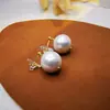 Plata de Ley S925 Algodón Xinjiang Simple Suave Temperamento de Mujer Aretes Aretes Vintage Dorado Perla Grande