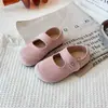 2025 Nuevos Zapatos Dulces de Estilo Francés Retro con Volantes Primavera Niñas Mary Janes de Cuero con Velcro Versátiles Zapatos Individuales