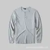 2025 Primavera Hombre Algodón Puro Lavado Cuello Henley Manga Larga Hombre Cuello Redondo Color Sólido Capa Base Camiseta