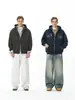 Sudadera estilo americano para otoño/invierno de forro polar de 350 g, unisex, con diseño estampado, talla grande, corte holgado, casual y adecuada para parejas como cárdigan o prenda exterior