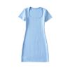 Vestido ajustado elástico de cuello en U profundo para mujer estilo Spice Girl europeo y americano, moderno, estilo europeo y americano, color sólido, para cadera