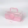 Caixa de Armazenamento Transparente Portátil de Fábrica Caixa de Ferramentas para Estudante de Artes Caixa de Armazenamento Dobrável de Três Camadas Caixa Multifuncional para Maquiagem e Arte de Unhas