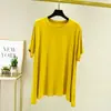 Novo pijama feminino de verão plus size para usar como roupa externa, camiseta casual de manga curta modal soltinha plus size, peça básica versátil para mulheres