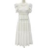 Vestido Blanco de Manga Francesa Volada para Mujer Verano Dulce Reductor de Edad Algodón Tencel Vestido Blanco de Embrión para Mujer