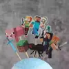 Decoraciones para Pastel de Minecraft Adornos Tema Cumpleaños Niño Juguetes de Ensamblaje de Bloques de Construcción DIY Decoración Temática del Juego