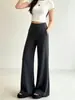 Calça Casual Tendência de Cintura Alta com Efeito Drapeado, Calça Wide Leg, Nova Calça Mascarada Fina de Verão 2026, Calça de Seda Gelo com Proteção Solar