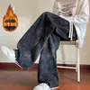 Marca Tendência da Rua Calça Casual Tie-Dye com Plus Veludo Masculina 2026 Outono/Inverno Solta Tamanho Grande Tendência Preguiçosa Veludo Cotelê Calça de Perna Reta