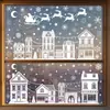 Decoraciones Navideñas Transfronterizas Reno Copo de Nieve Pegatinas Estáticas Creativas Trineo Luna Casa de Nieve Pegatinas Navideñas Mayoreo