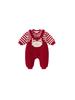 Bangxuan 2025 Conjunto de Macacão Espesso Duas Peças para Menina Bebê Outono Inverno Conjunto Listrado para Menino Roupas de Ano Novo para Bebê Vermelho