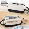 Novo estojo de lápis de dupla camada de grande capacidade na cor creme com alto apelo estético, adequado para meninas, estojo de lápis simples para alunos do ensino fundamental e médio