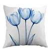 Funda de Almohada Transparente de Tulipán Azul de Venta Caliente de Amazon Transfronteriza para Oficina y Dormitorio