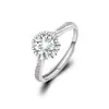Anillo de Diamantes de Lujo Ligero Caliente Transfronterizo para Mujer Moda Clásico Anillo de Seis Garras Un Quilate Anillo de Boda Anillo Ajustable para Pareja