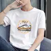Camiseta de Manga Corta para Hombre Verano Estilo Hong Kong Marca de Moda Personalidad Estudiante Moda Talla Grande Holgada Cuello Redondo Camiseta Estampada