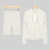 [En Stock] Conjunto de Chaqueta LD con Cremallera a la Mitad y Estampado de Manchas con Pantalones de Yoga Nude que Levantan los Glúteos para Mujer, Estampado, Transfronterizo