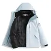 Jaqueta externa três em um para homens e mulheres, conjunto de duas peças destacável de plumas e fleece, roupa de trabalho quente para outono e inverno