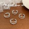 Estilo Ins de Corea del Sur Diseño de Nicho Personalidad de Moda Estilo Frío Joyería Anillo de Plata de Ley S925 Doble Capa Textura de Amor