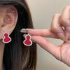 Nuevos Pendientes de Calabaza Roja 2026 para Mujer, Púa de Plata S925, Exquisitos y de Moda Pendientes de Botón de Zirconia, Accesorios para Orejas Brillantes de Lujo Ligero